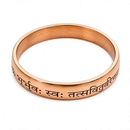 Heavy wide Engraved Gayatri Mantra Copper Kada for Men