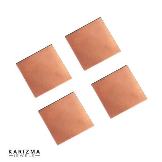 Karizma Jewels Pure Copper 1 inch Square Pieces for Lal Kitab Remedy and Astrology - Pack of 4 pieces