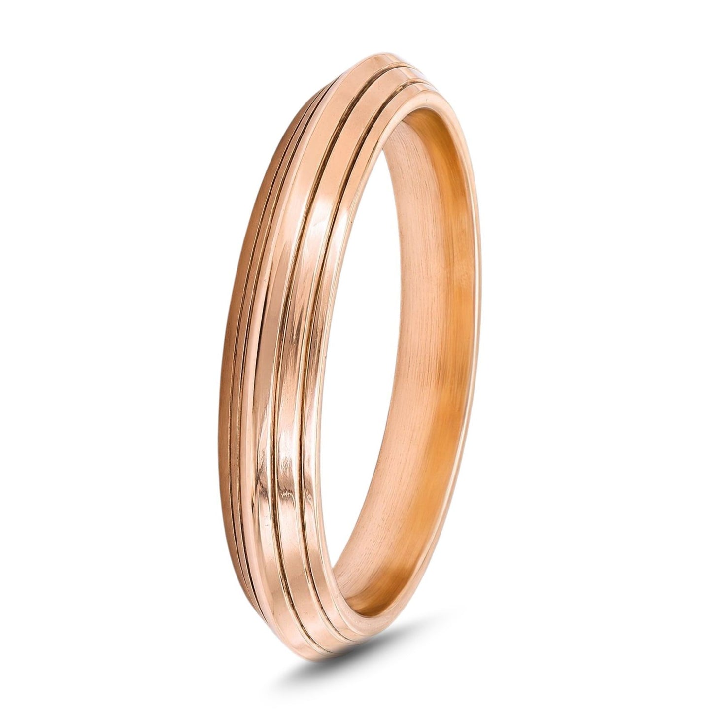 Pure Copper V shape Grooved Tiered Line Kada – Premium Handcrafted Bangle