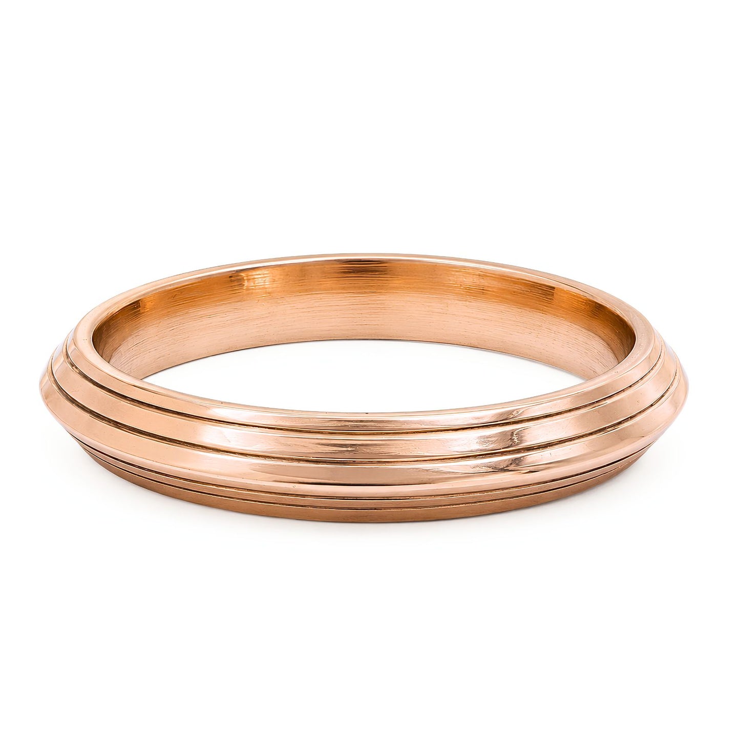 Pure Copper V shape Grooved Tiered Line Kada – Premium Handcrafted Bangle