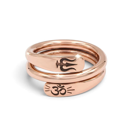 Heavy Double line Pure Copper Adjustable Ring – Trishul & Om Engraved