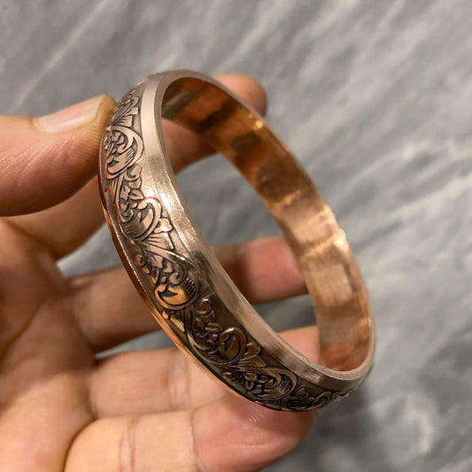 Heavy wide Engraved Copper Kada for Men