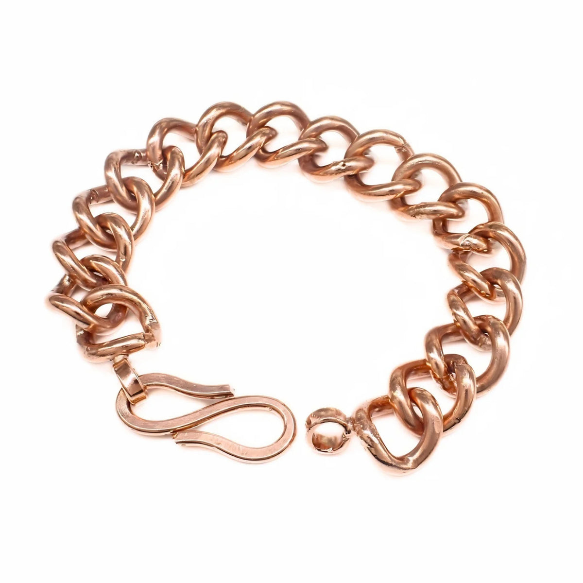 Men's Pure Copper Curb Link Chain Bracelet - S-Hook Clasp