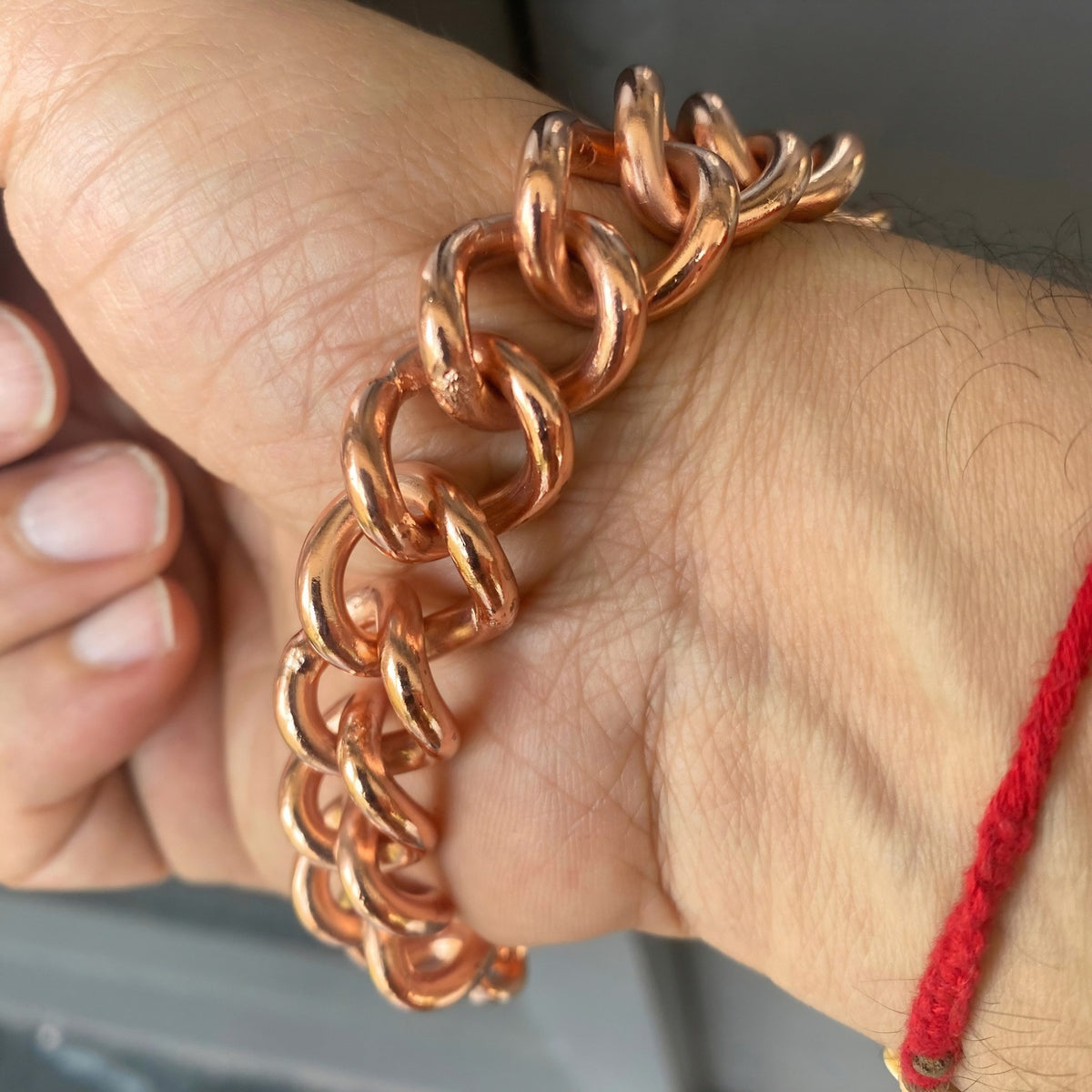 Men's Pure Copper Curb Link Chain Bracelet - S-Hook Clasp