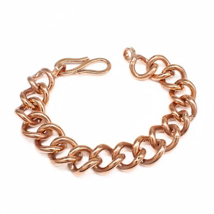 Men's Pure Copper Curb Link Chain Bracelet - S-Hook Clasp