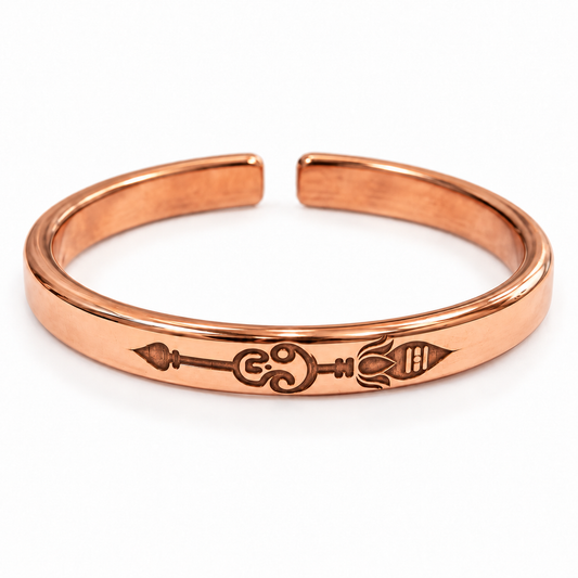 Murugan Vel Engraved Pure Copper Kada – Adjustable Cuff Bracelet