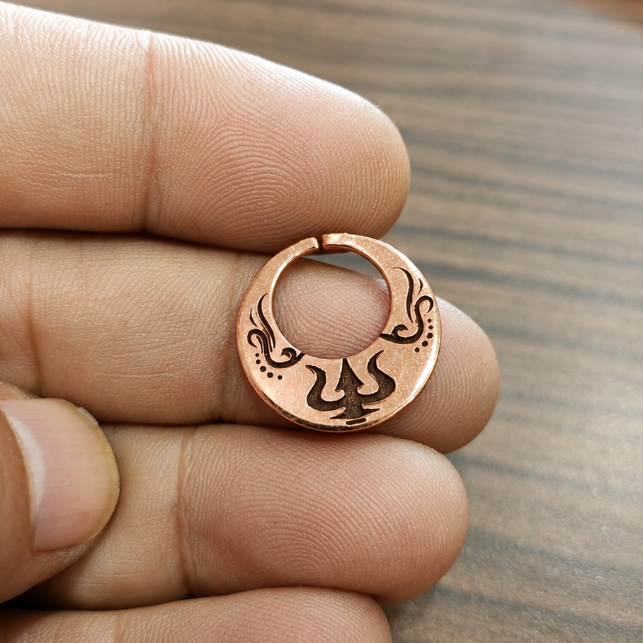Pure Copper Nanti Earrings for Men & Women – Trishul Engraved Shiva Earrings