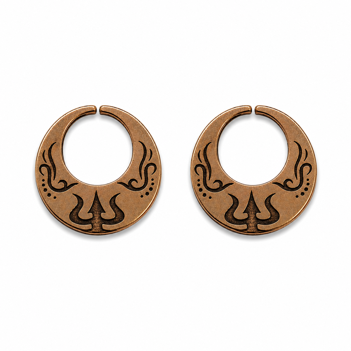 Pure Copper Nanti Earrings for Men & Women – Trishul Engraved Shiva Earrings