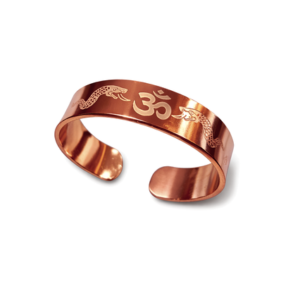 OM engraved wide open cuff men's copper bracelet Kada