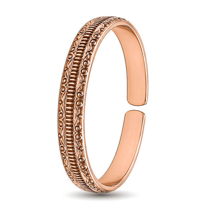 Intricate Floral Engraved Pure Copper Cuff Kada Adjustable Bracelet
