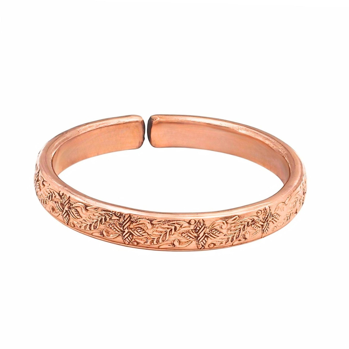 Elegant Flower Pattern Pure Copper Adjustable Wrist Kada Bracelet