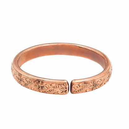 Elegant Flower Pattern Pure Copper Adjustable Wrist Kada Bracelet