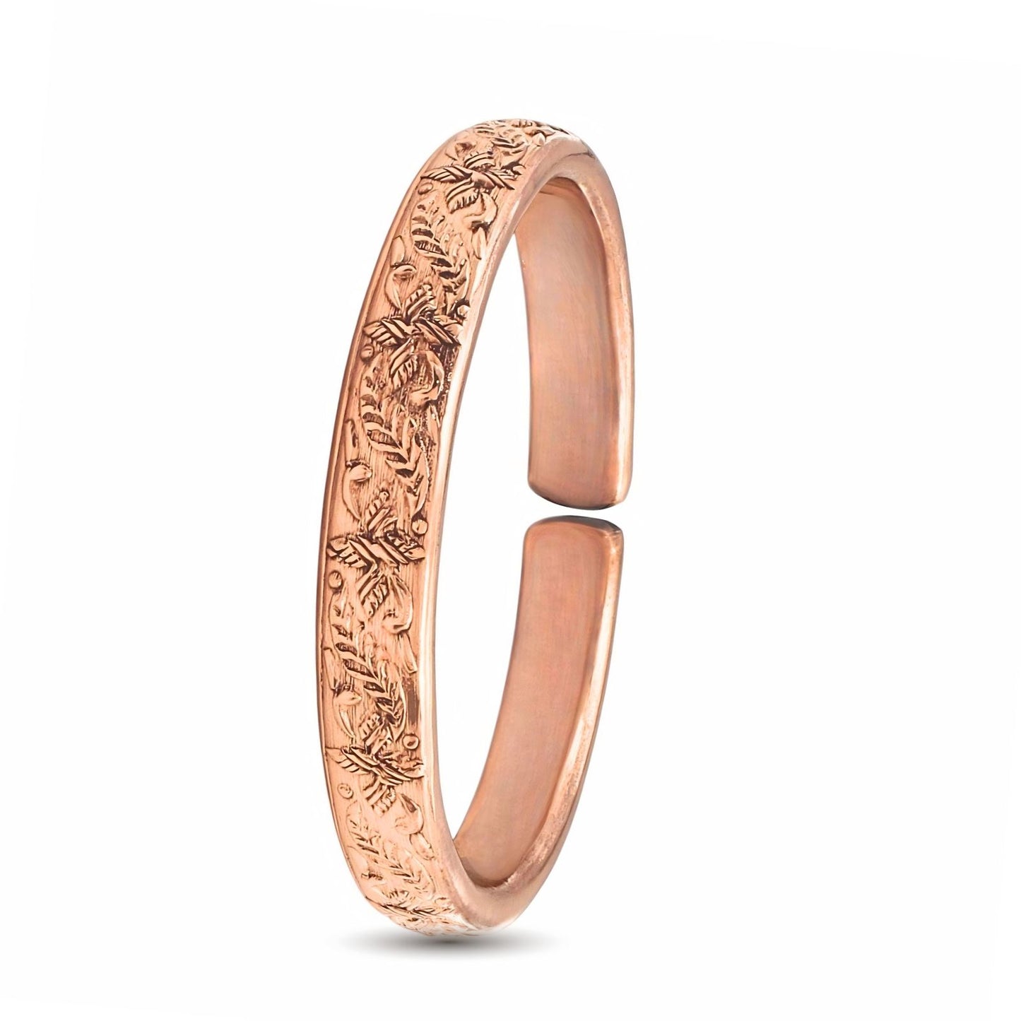 Elegant Flower Pattern Pure Copper Adjustable Wrist Kada Bracelet