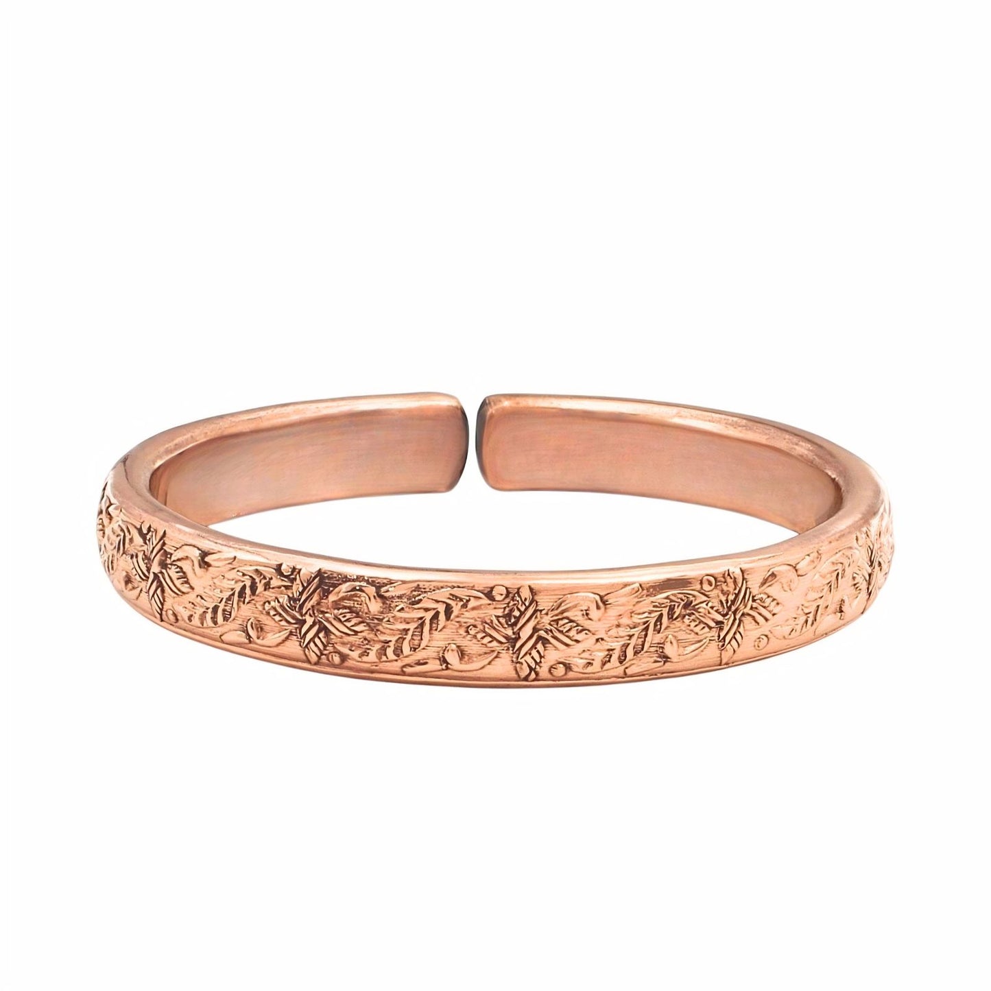Elegant Flower Pattern Pure Copper Adjustable Wrist Kada Bracelet