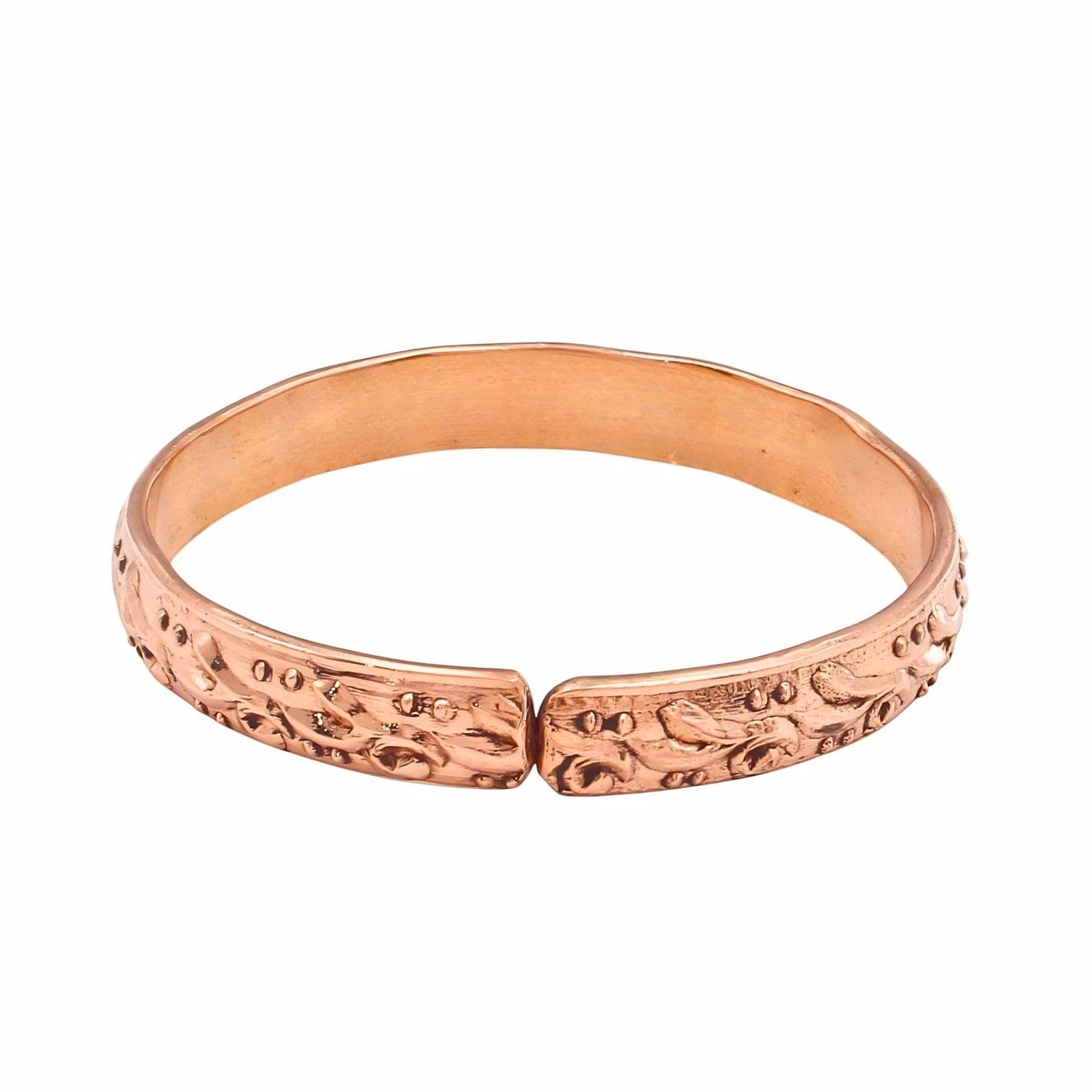 Premium Floral Carving Pure Copper Adjustable Wrist Kada Bracelet
