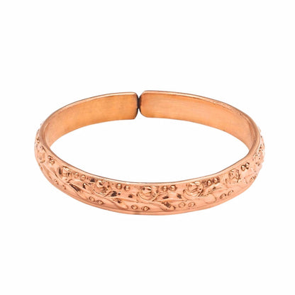 Premium Floral Carving Pure Copper Adjustable Wrist Kada Bracelet