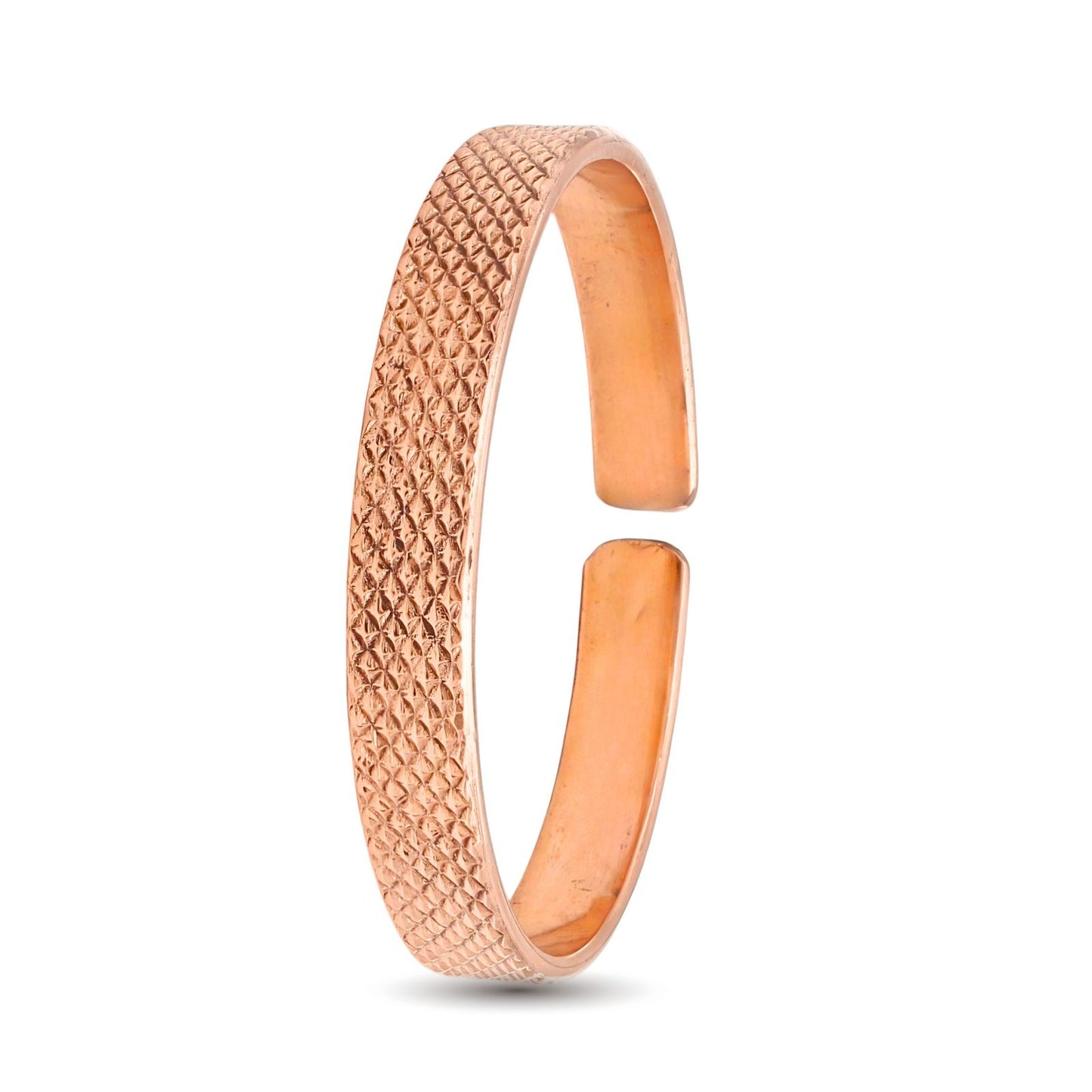 Engraved Cross-Hatch Design Pure Copper Cuff Kada Adjustable Bracelet