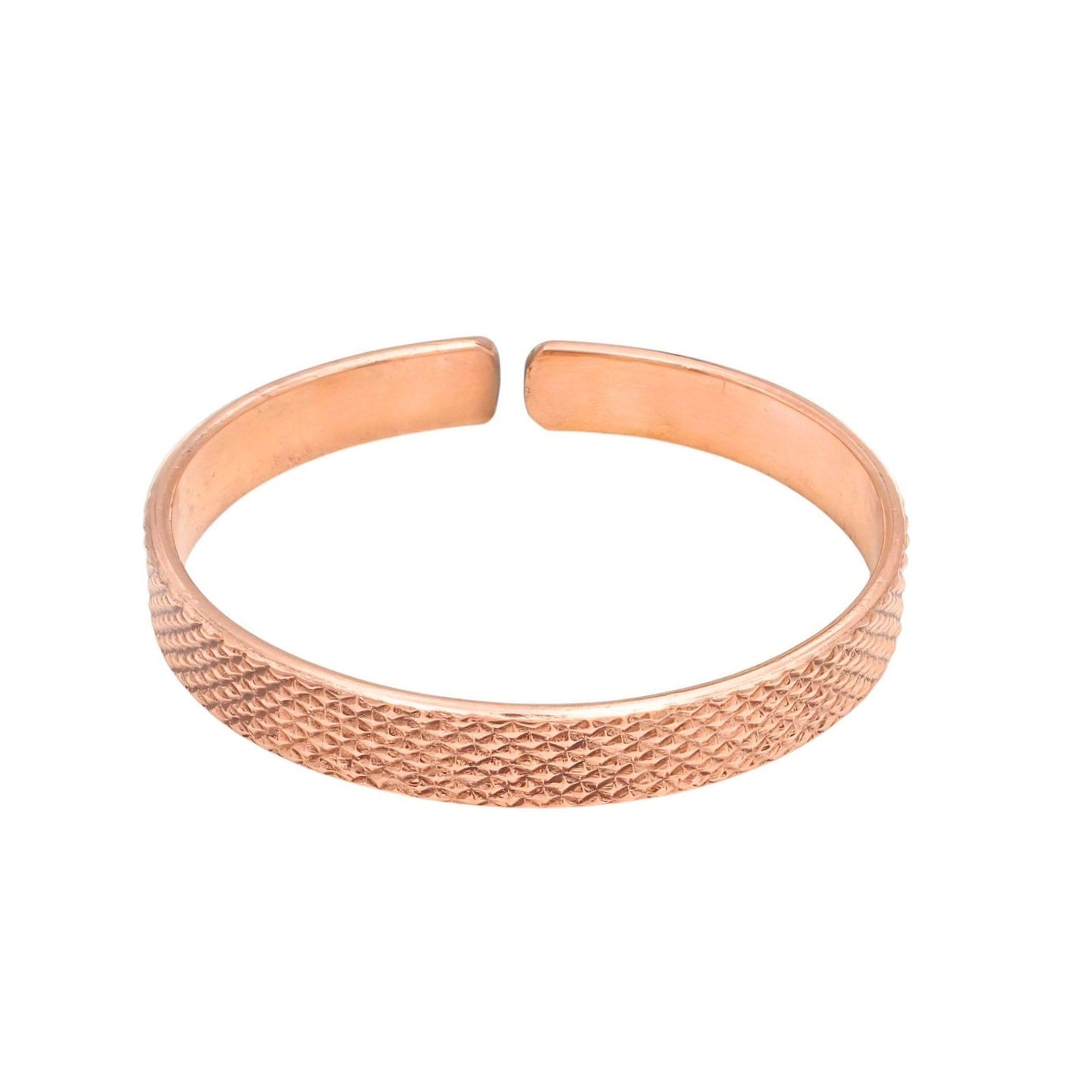 Engraved Cross-Hatch Design Pure Copper Cuff Kada Adjustable Bracelet