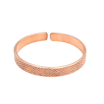Engraved Cross-Hatch Design Pure Copper Cuff Kada Adjustable Bracelet