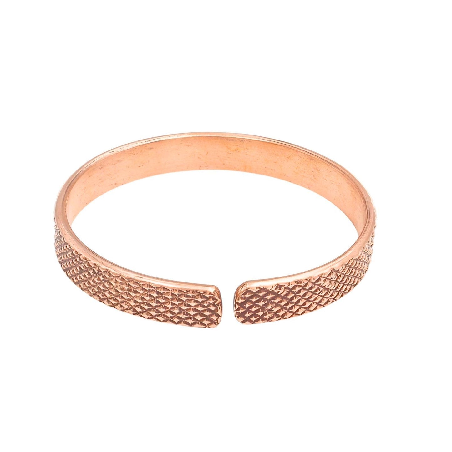 Engraved Cross-Hatch Design Pure Copper Cuff Kada Adjustable Bracelet