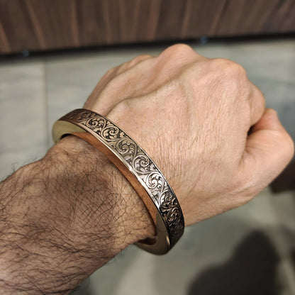 Heavy 180-200 Grams Jointless Engraved Copper Kada for Men