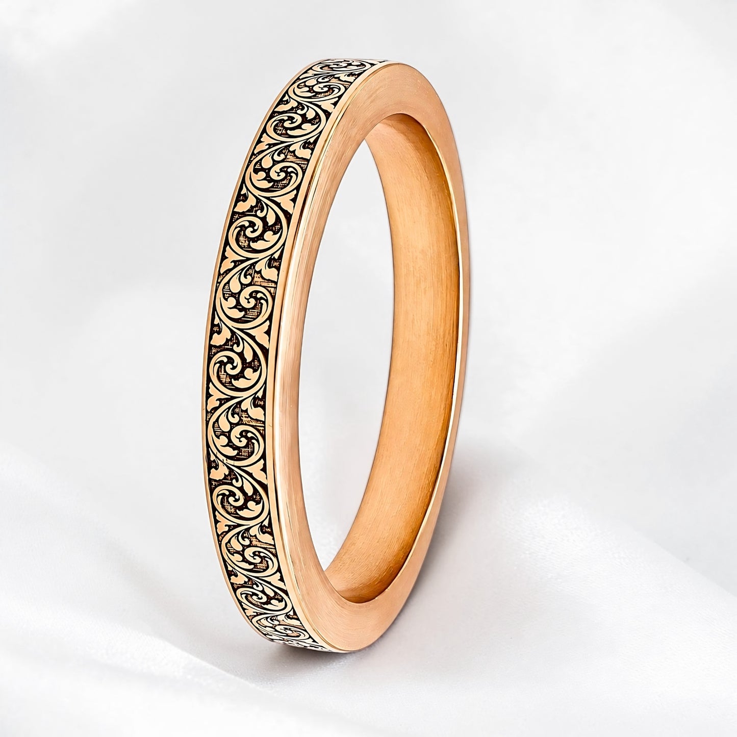 Heavy 180-200 Grams Jointless Engraved Copper Kada for Men