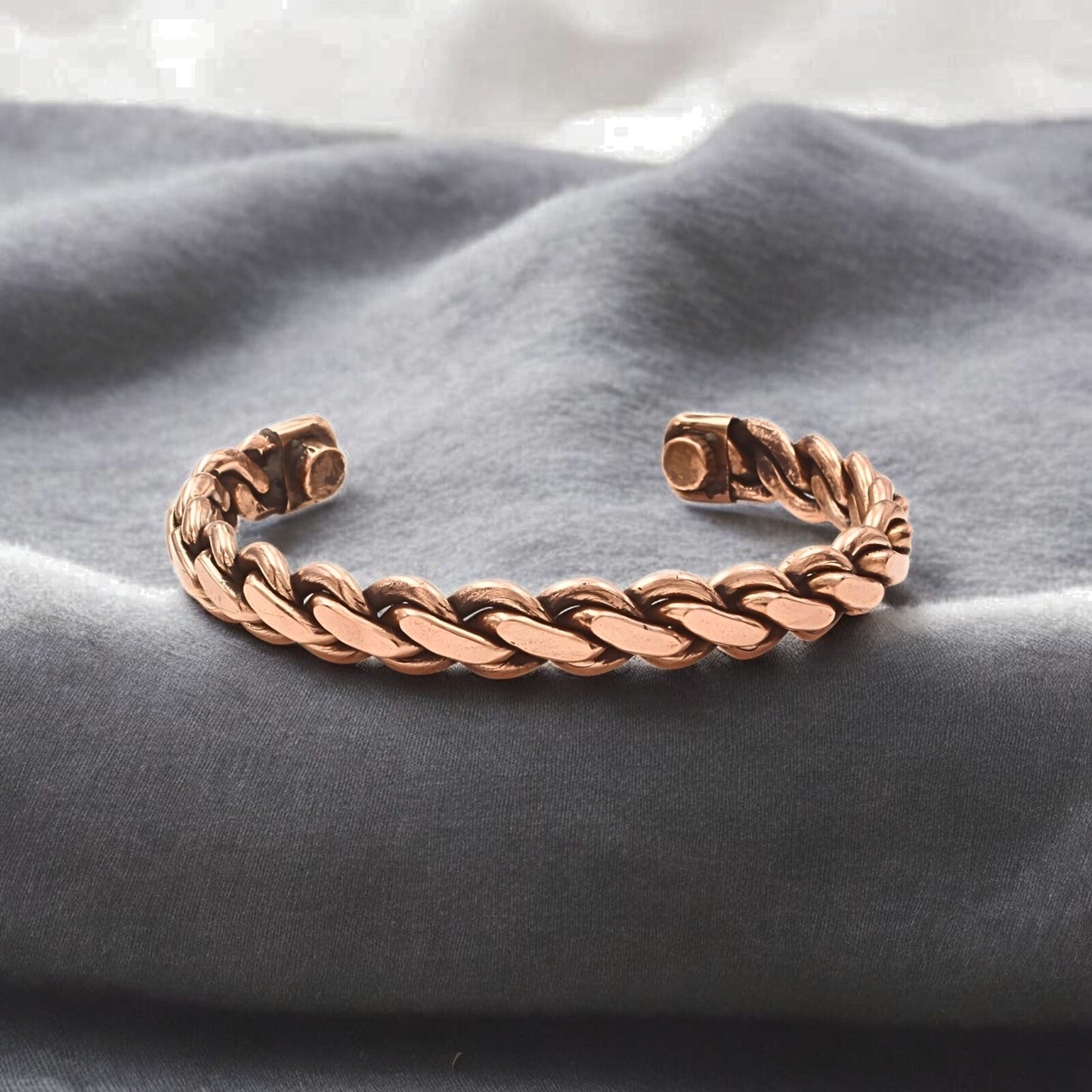 Braided Pure Copper Men's Cuff Bracelet