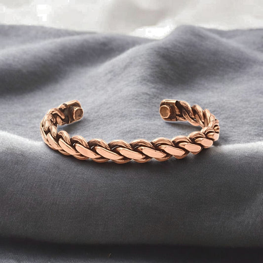 Braided Pure Copper Men's Cuff Bracelet