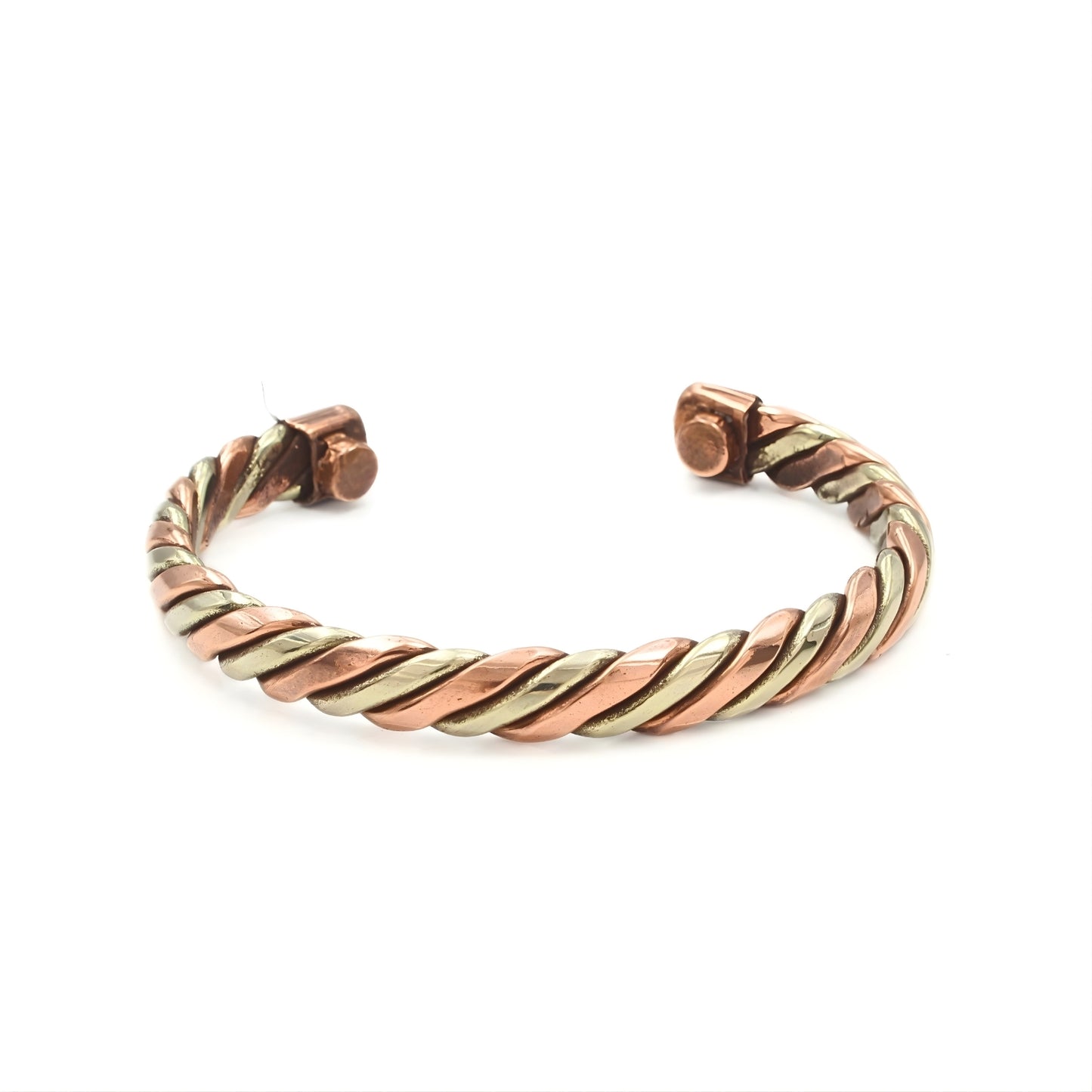 Two Tone Pure Copper Brass Wrapped Design men's Cuff Bracelet