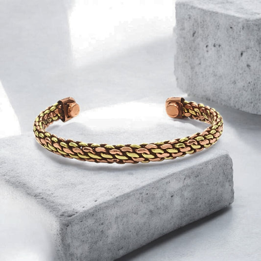 Braided Copper and Brass Men's  Cuff Bracelet