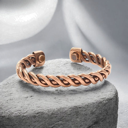 Pure Copper Crisscross Design Men's Cuff Bracelet