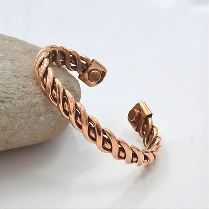 Pure Copper Crisscross Design Men's Cuff Bracelet
