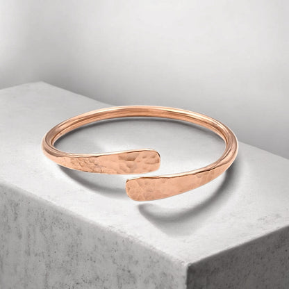 Solid Copper Hammered Tapered Men's Cuff Bracelet