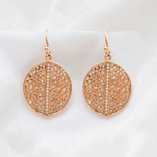 Elegant 925 Sterling Silver White CZ Rose Gold Drops Earrings