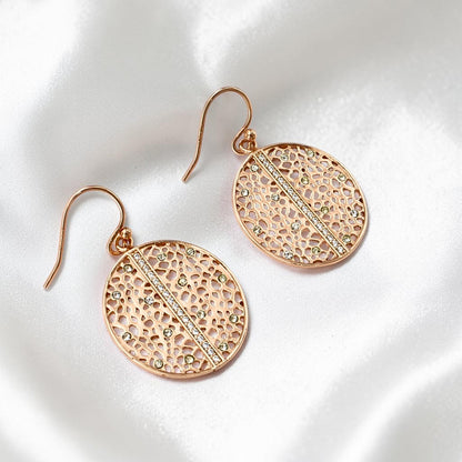 Elegant 925 Sterling Silver White CZ Rose Gold Drops Earrings