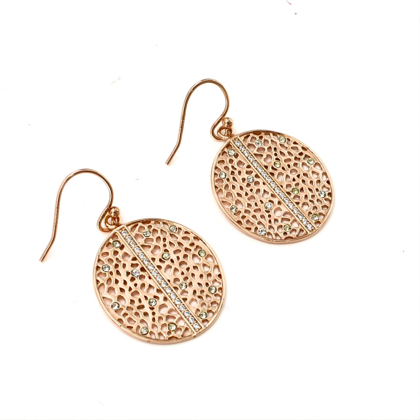 Elegant 925 Sterling Silver White CZ Rose Gold Drops Earrings