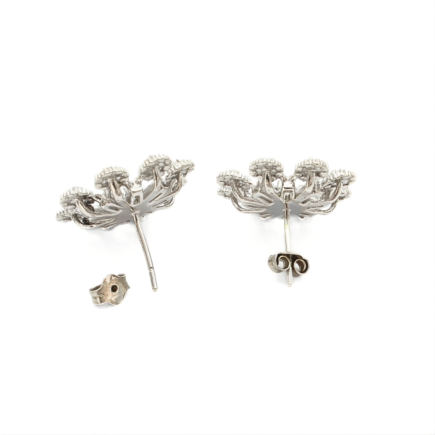 Daily wear 925 Sterling Silver White CZ Flower Studs Earrings