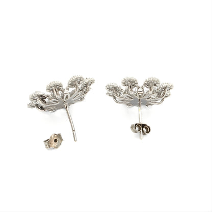Daily wear 925 Sterling Silver White CZ Flower Studs Earrings