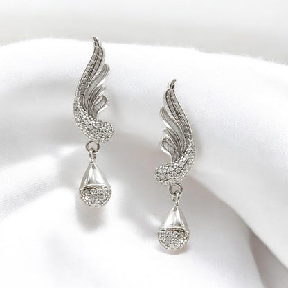 925 Sterling Silver Peacock Feather Shape Drop style Stud Earrings