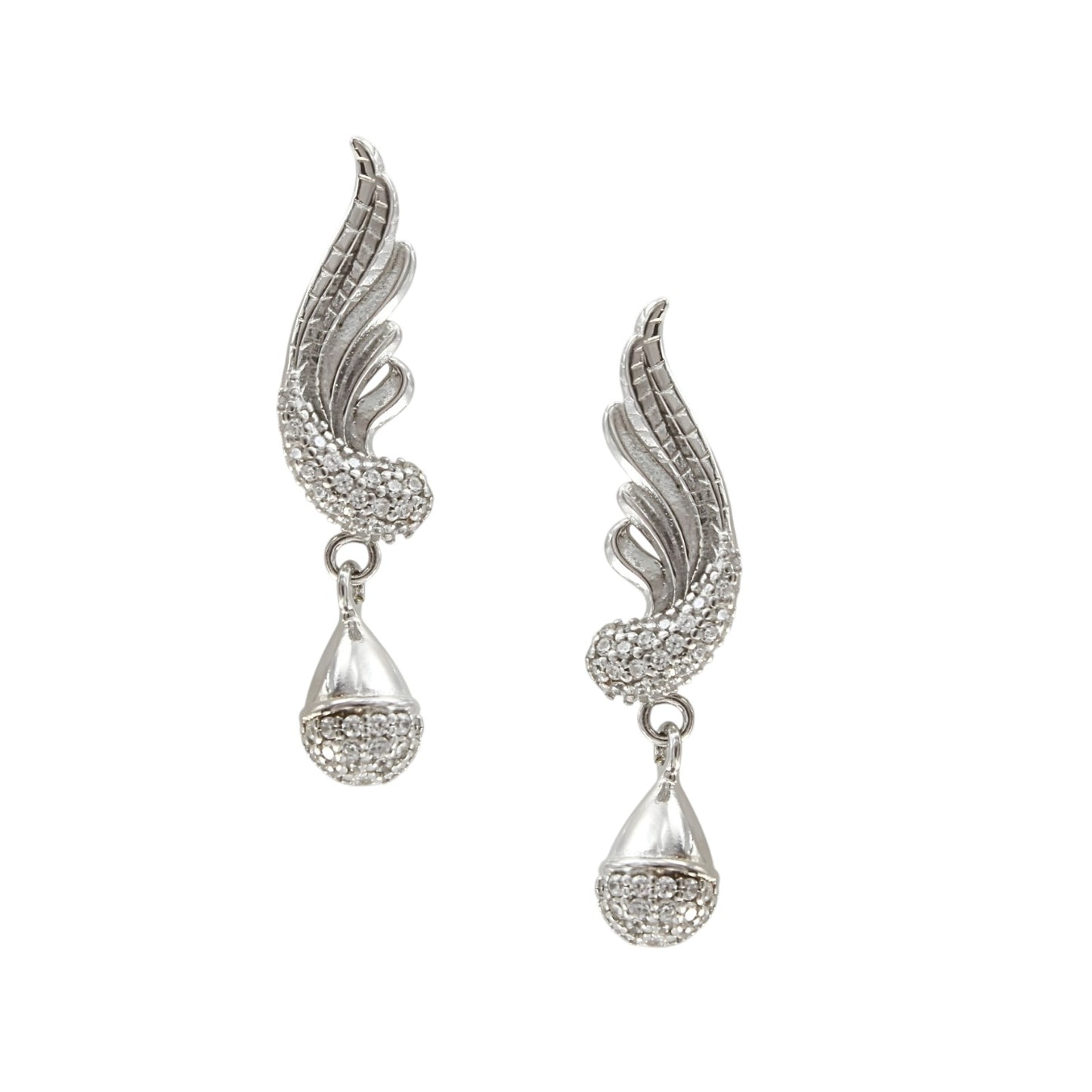 925 Sterling Silver Peacock Feather Shape Drop style Stud Earrings