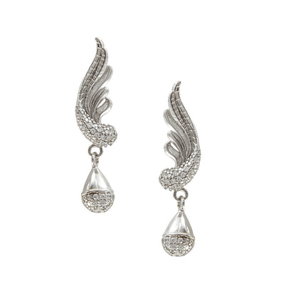 925 Sterling Silver Peacock Feather Shape Drop style Stud Earrings