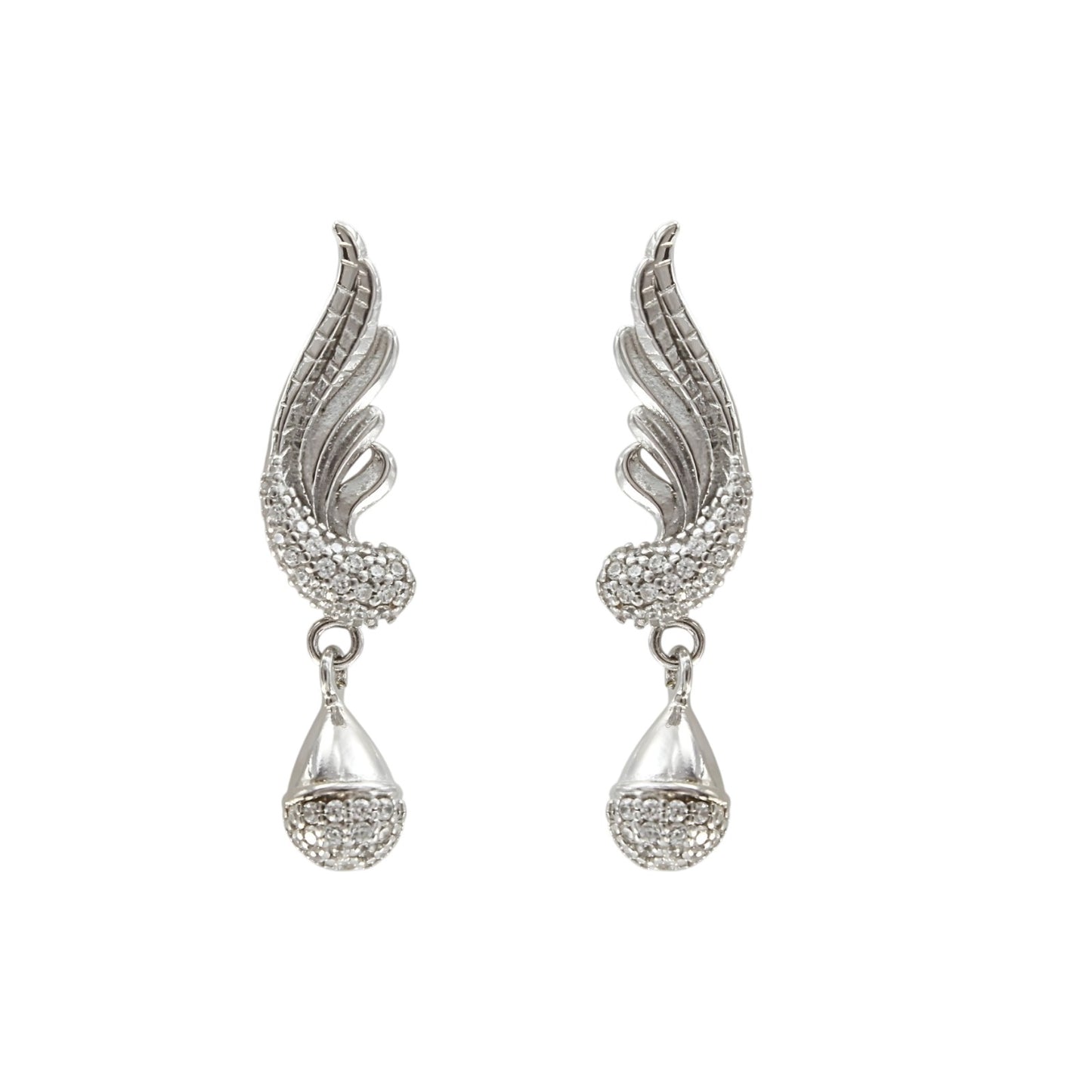 925 Sterling Silver Peacock Feather Shape Drop style Stud Earrings