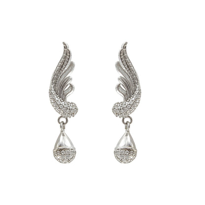 925 Sterling Silver Peacock Feather Shape Drop style Stud Earrings
