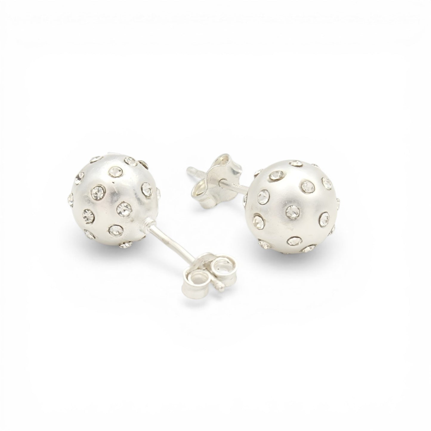 Dainty Minimalist 925 Sterling Silver White CZ Small Ball Stud Earrings for Women, Gift Idea