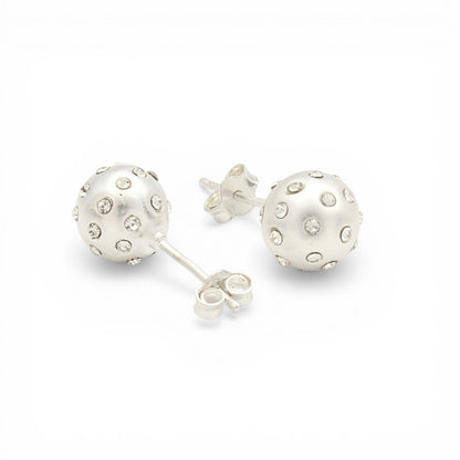 Dainty Minimalist 925 Sterling Silver White CZ Small Ball Stud Earrings for Women, Gift Idea