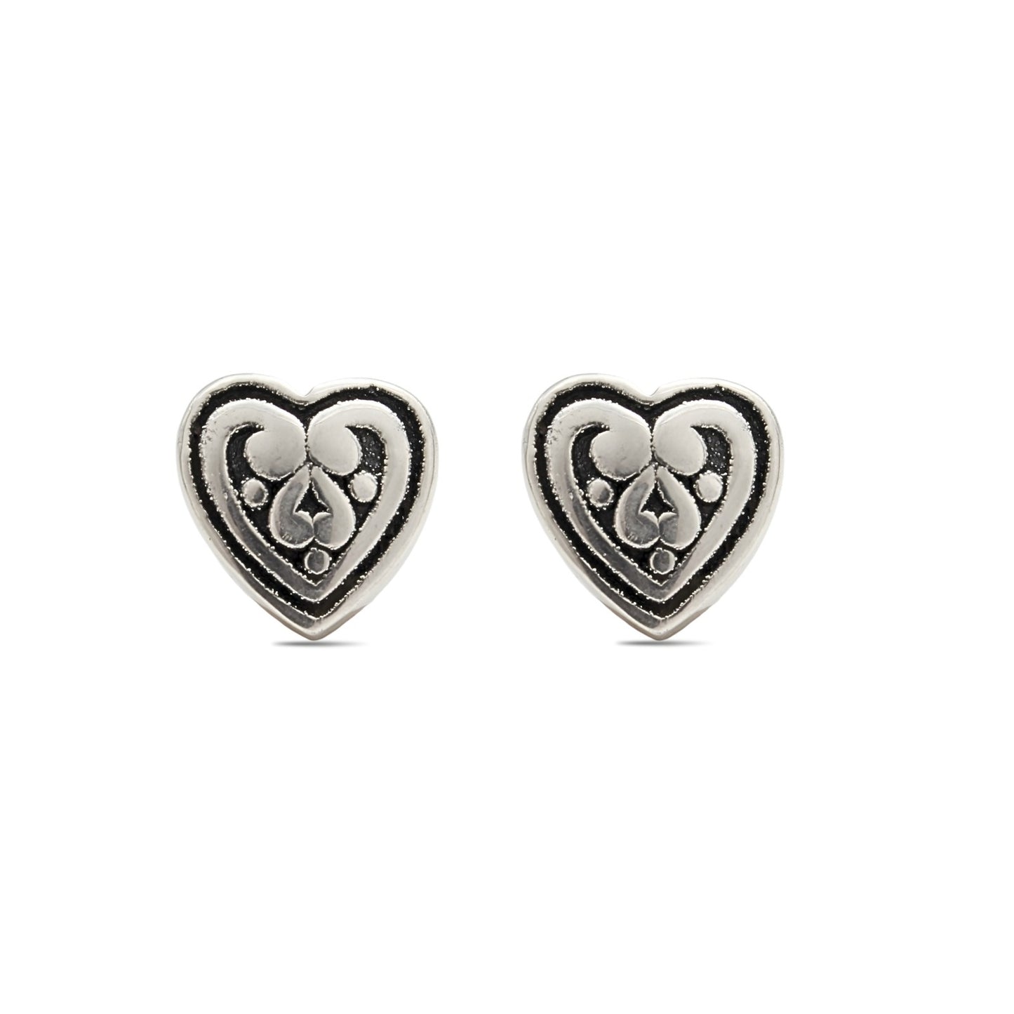 925 Sterling Silver Oxidized Mini Heart Stud Earrings for Women, Stylish & Lightweight