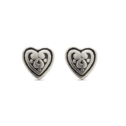 925 Sterling Silver Oxidized Mini Heart Stud Earrings for Women, Stylish & Lightweight
