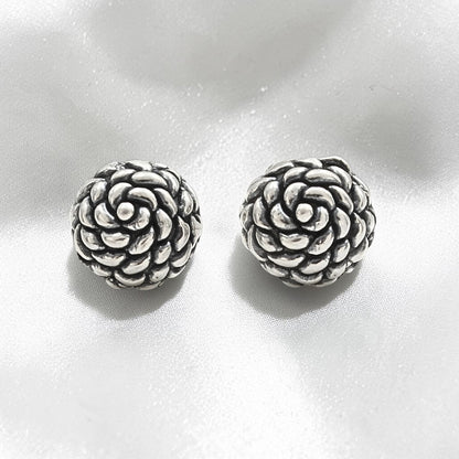 925 Sterling Silver Oxidized Cute Floral Rose Stud Earrings for Women & Girls