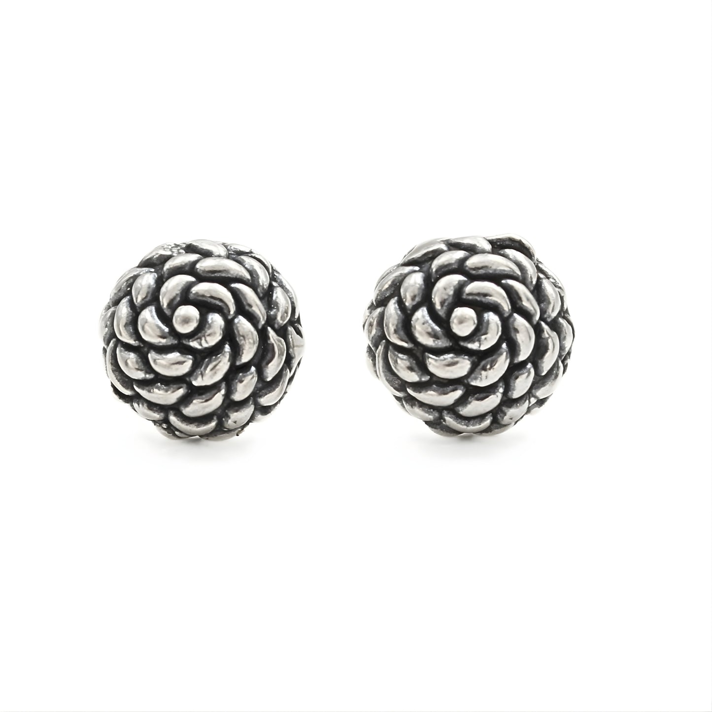 925 Sterling Silver Oxidized Cute Floral Rose Stud Earrings for Women & Girls