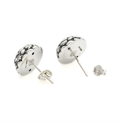 925 Sterling Silver Oxidized Cute Floral Rose Stud Earrings for Women & Girls